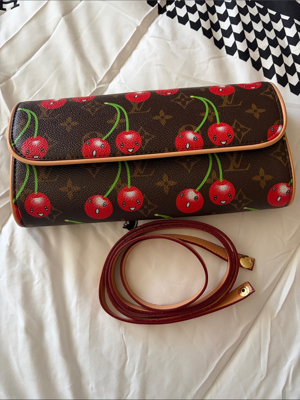 Louis Vuitton Monogram Cherry Print Clutch - Brown/Red/Green